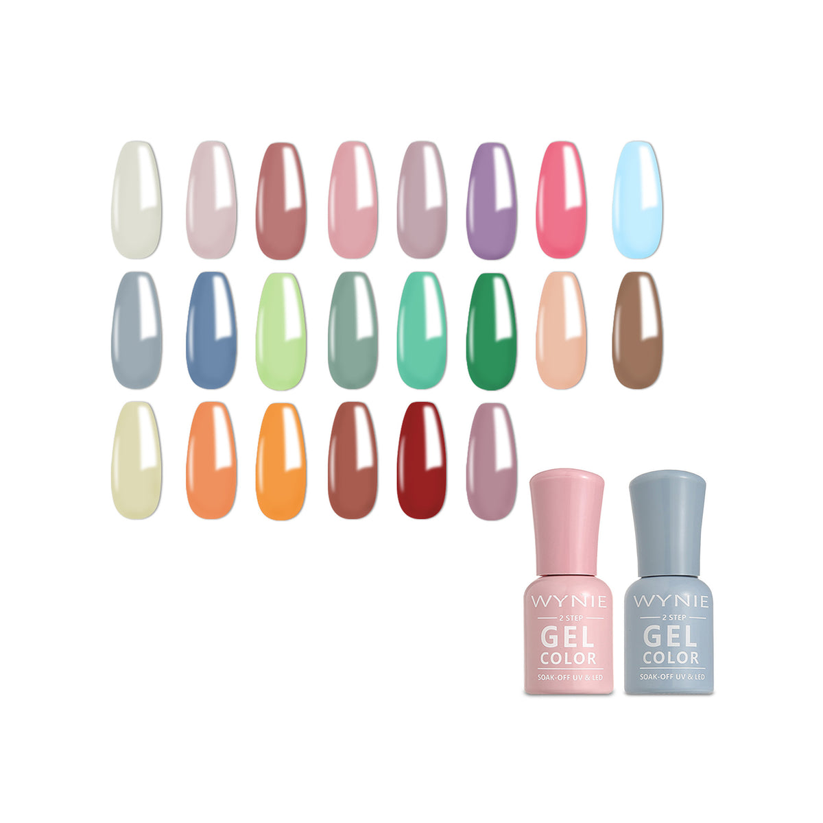 WYNIE Kit de 24 Piezas Esmalte Semipermanente para Uñas, 22 Colores + Base y Top Coat, Gel UV/LED Set de Pintauñas para Manicura