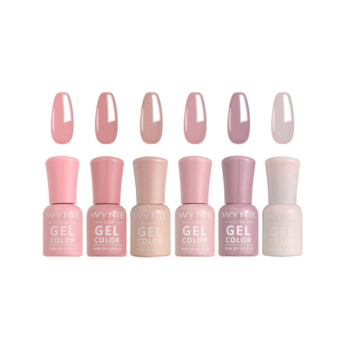Esmaltes Semipermanentes en Gel Jelly 6 Colores, Pintauñas UV/LED Soak Off, Kit de Uñas en Gel para Color Natural
