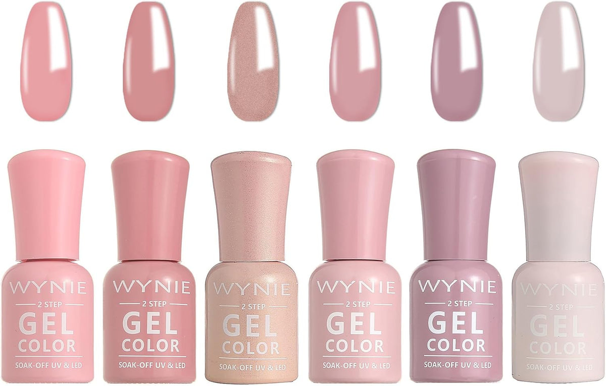 Esmaltes Semipermanentes en Gel Jelly 6 Colores, Pintauñas UV/LED Soak Off, Kit de Uñas en Gel para Color Natural