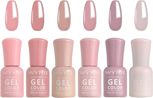 Esmaltes Semipermanentes en Gel Jelly 6 Colores, Pintauñas UV/LED Soak Off, Kit de Uñas en Gel para Color Natural