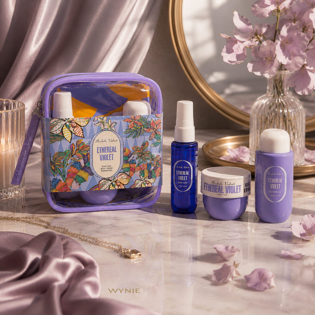 Set Michela Valenti Ethereal Violet | Bruma corporal, crema corporal y gel de ducha