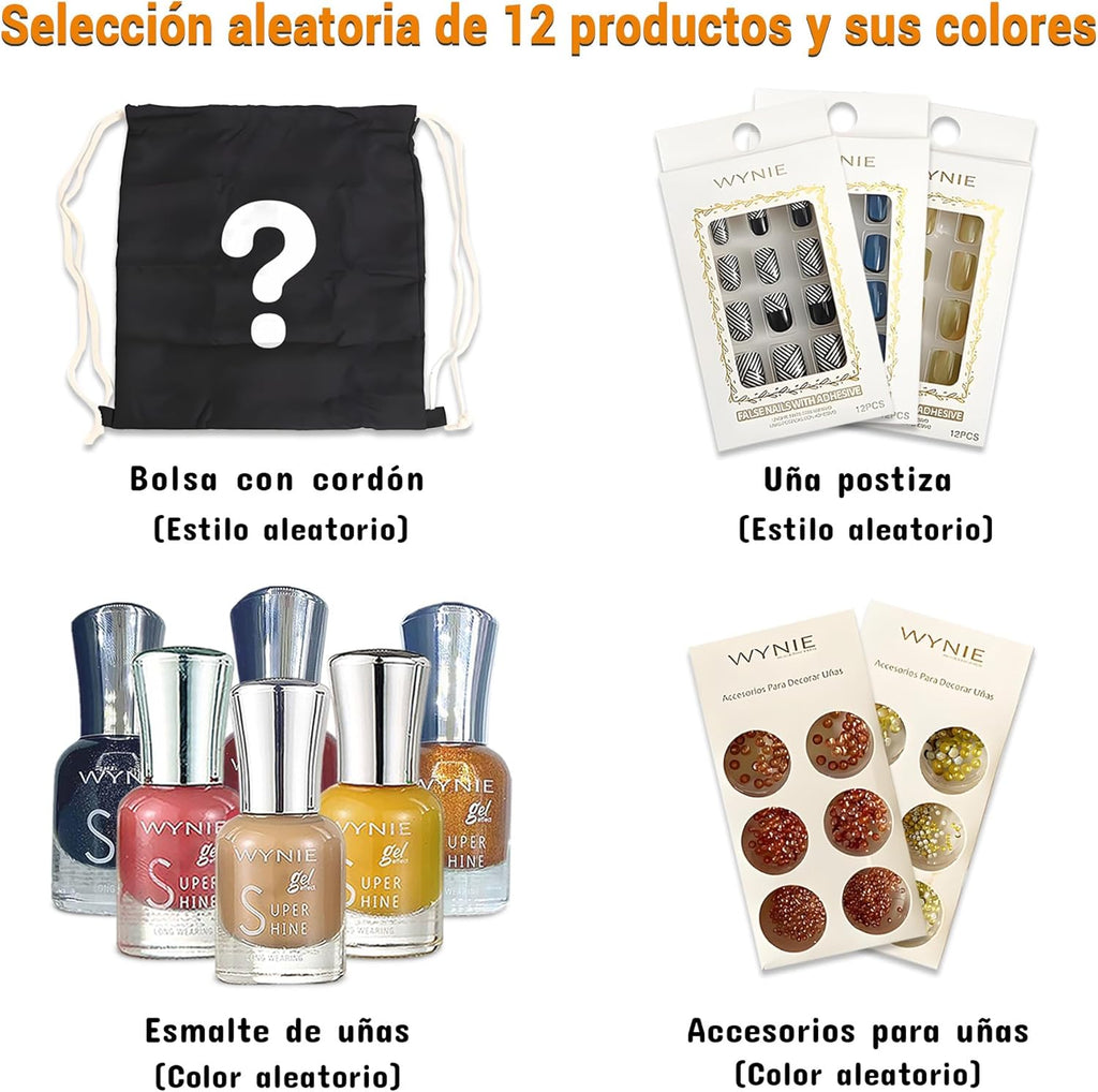 WYNIE WYNIE Caja sorpresa de maquillaje y accesorios, con sombras, esmaltes, uñas postizas y regalos femeninos, ideal para mujeres y niñas