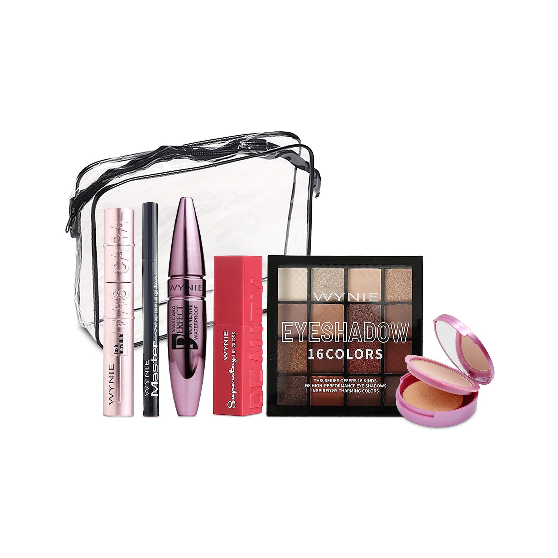 WYNIE Set de Cosmetics，Sombras, Delineador, Máscara, Polvo Compacto, Labial (6 Piezas) Multicolor #2