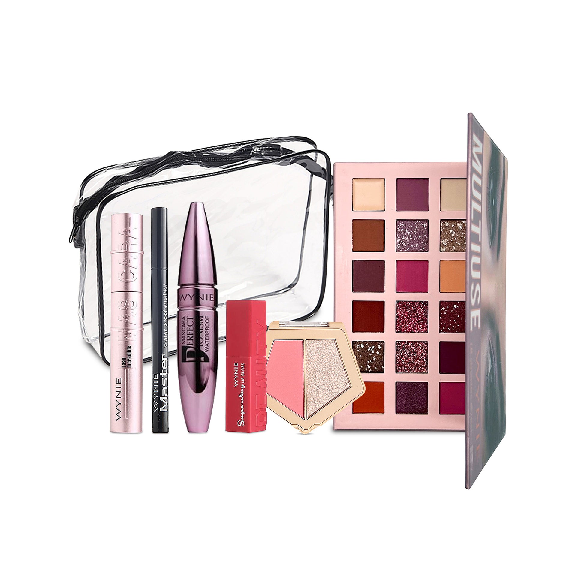WYNIE Set de Cosmetics，Sombras, Delineador, Máscara, Polvo Compacto, Labial (6 Piezas) Multicolor #3