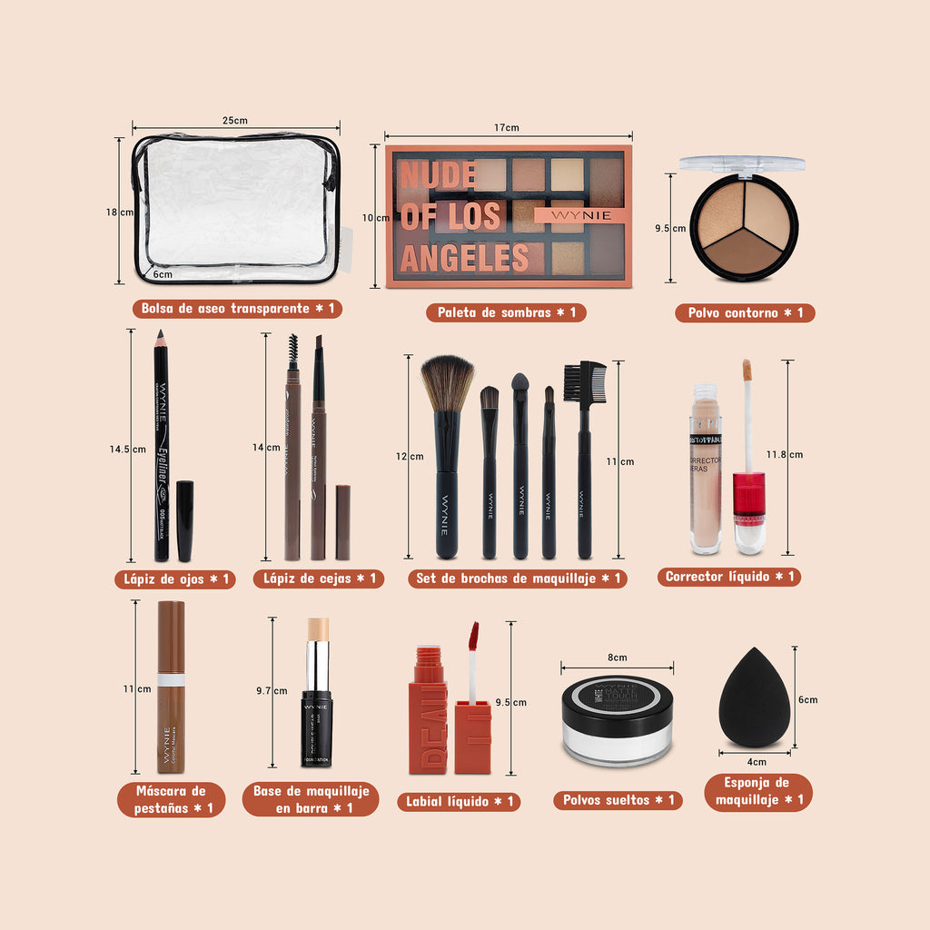 WYNIE Kit de Maquillaje Principiantes, Set Completo y Portátil Fácil de Usar Ideal Primer Maquillaje, Regalo para Jóvenes