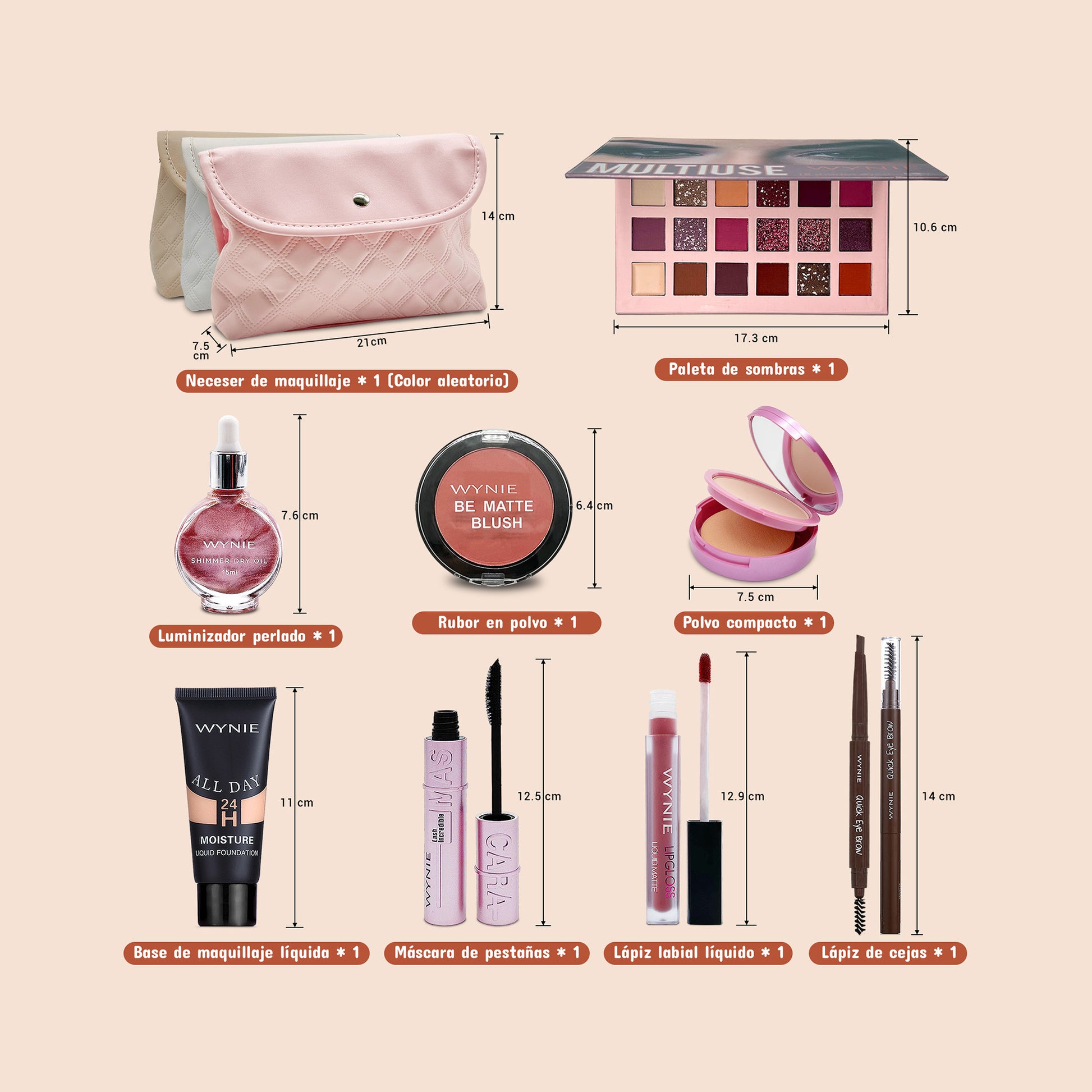 WYNIE Kit de Maquillaje Principiantes,Set Completo y Portátil Fácil de Usar Ideal Primer Maquillaje, Regalo para Jóvenes