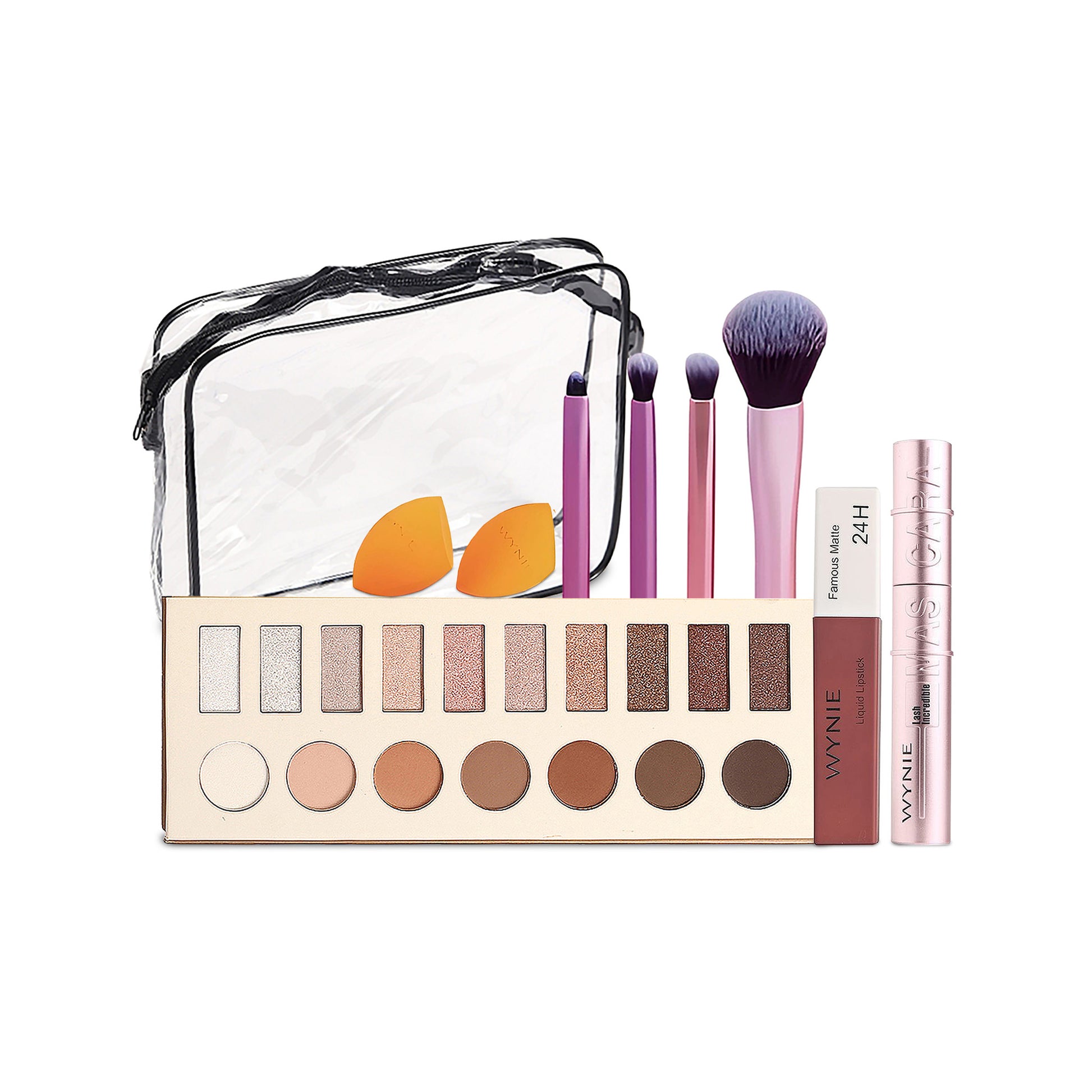 WYNIE Kit de Maquillaje Completo， Paleta de Sombras, Set de Brochas, Máscara de Pestañas y Labial，Regalo Ideal para Principiantes y Mujeres