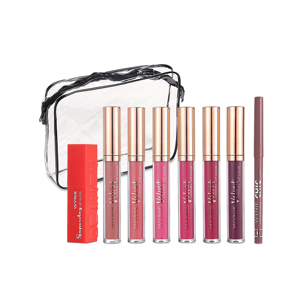 WYNIE Kit de Maquillaje, 6 Labiales Líquidos y Perfilador de Labios, Kit Completo para Mujeres, Ideal para Regalo