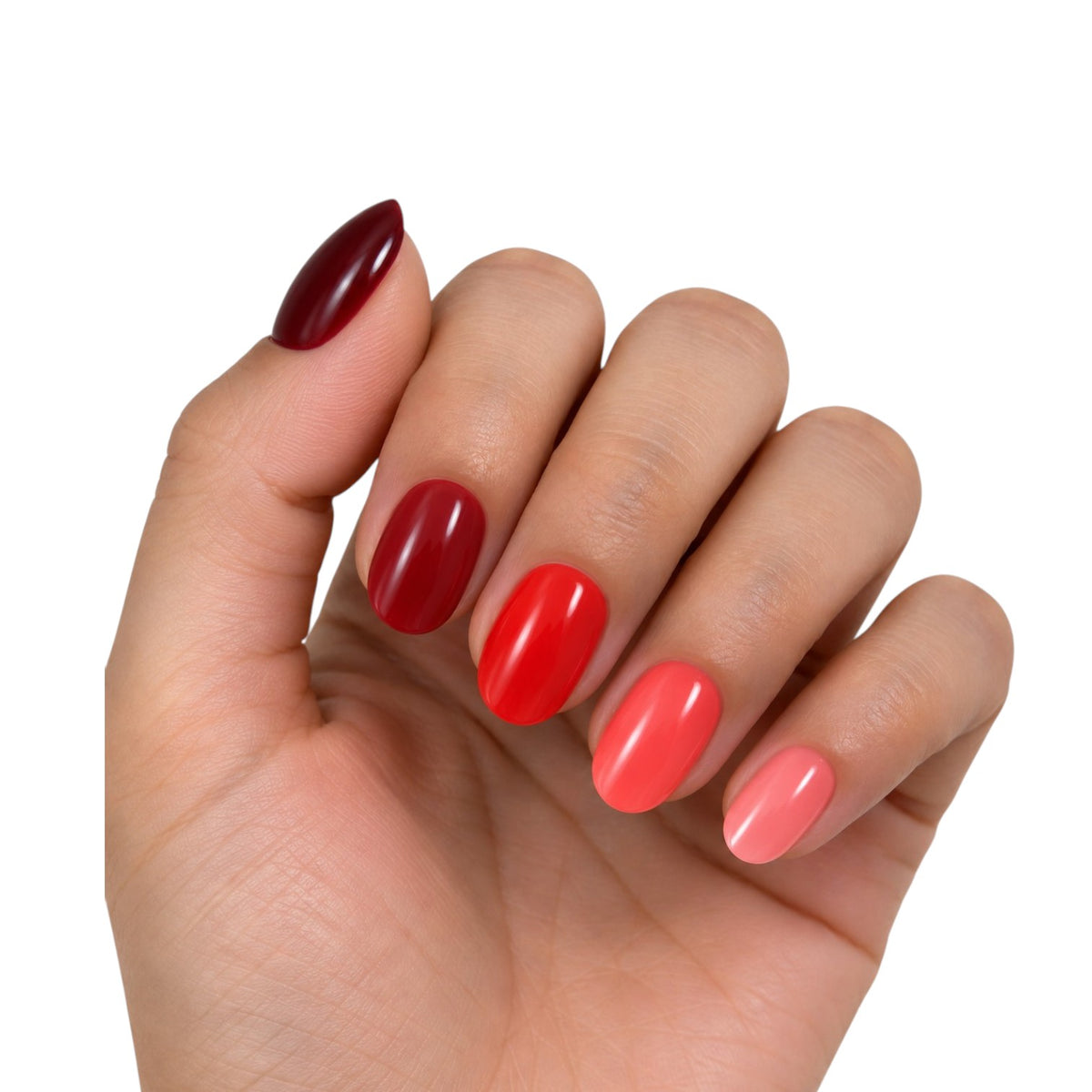Set de 4 uñas postizas en tonos rojos
