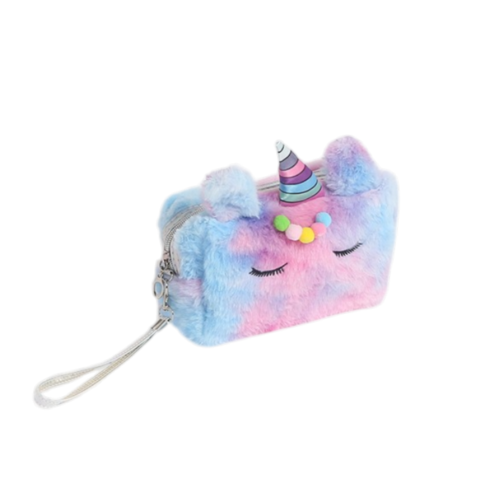 Neceser de peluche de unicornio