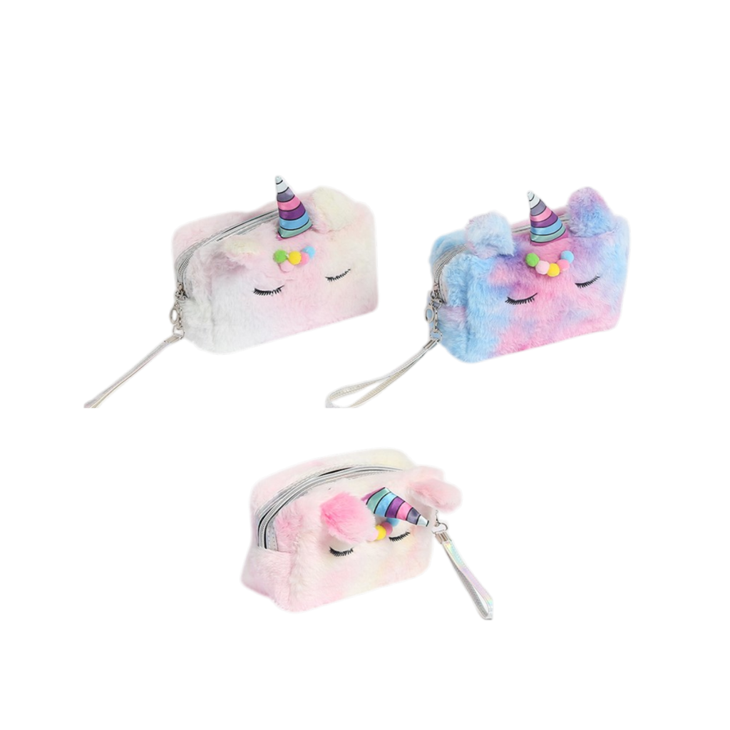 Neceser de peluche de unicornio