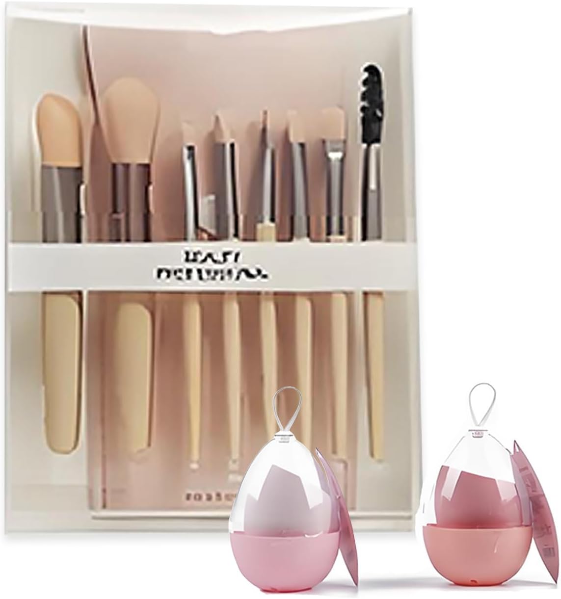 WYNIE Set de Esponjas y Brochas de Maquillaje 5 Piezas, Aplicadores para Base, Rubor y Polvo Bronceador, Ideal para Uso Diario