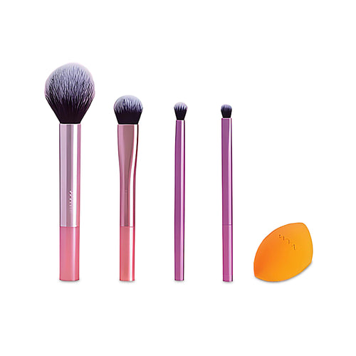 Set de Esponjas y Brochas de Maquillaje 5 Piezas, Aplicadores para Base, Rubor y Polvo Bronceador, Ideal para Uso Diario (set-1/2)