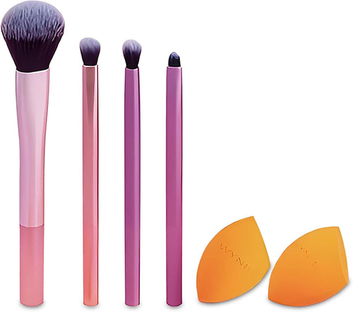 Set de Esponjas y Brochas de Maquillaje 5 Piezas, Aplicadores para Base, Rubor y Polvo Bronceador, Ideal para Uso Diario (set-1/2)