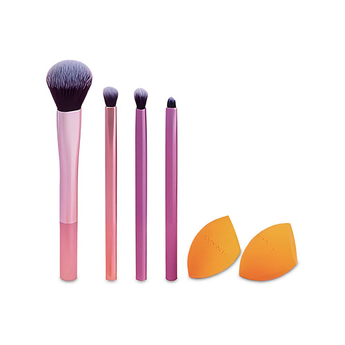 Set de Esponjas y Brochas de Maquillaje 5 Piezas, Aplicadores para Base, Rubor y Polvo Bronceador, Ideal para Uso Diario (set-1/2)