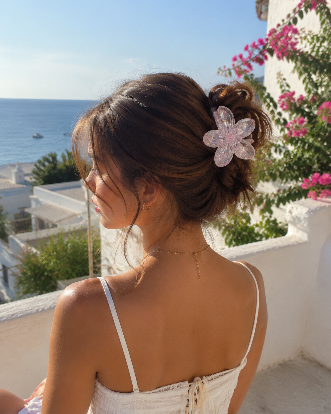 Pinzas de flores transparentes para el pelo